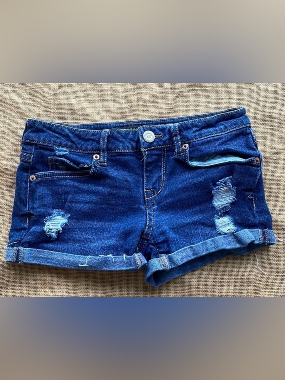 Aero Aeropostale Shorty jeans Denim Distressed Ripped size 0 Mini Short